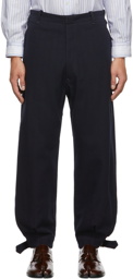 Maison Margiela Navy Wool Tapered Trousers