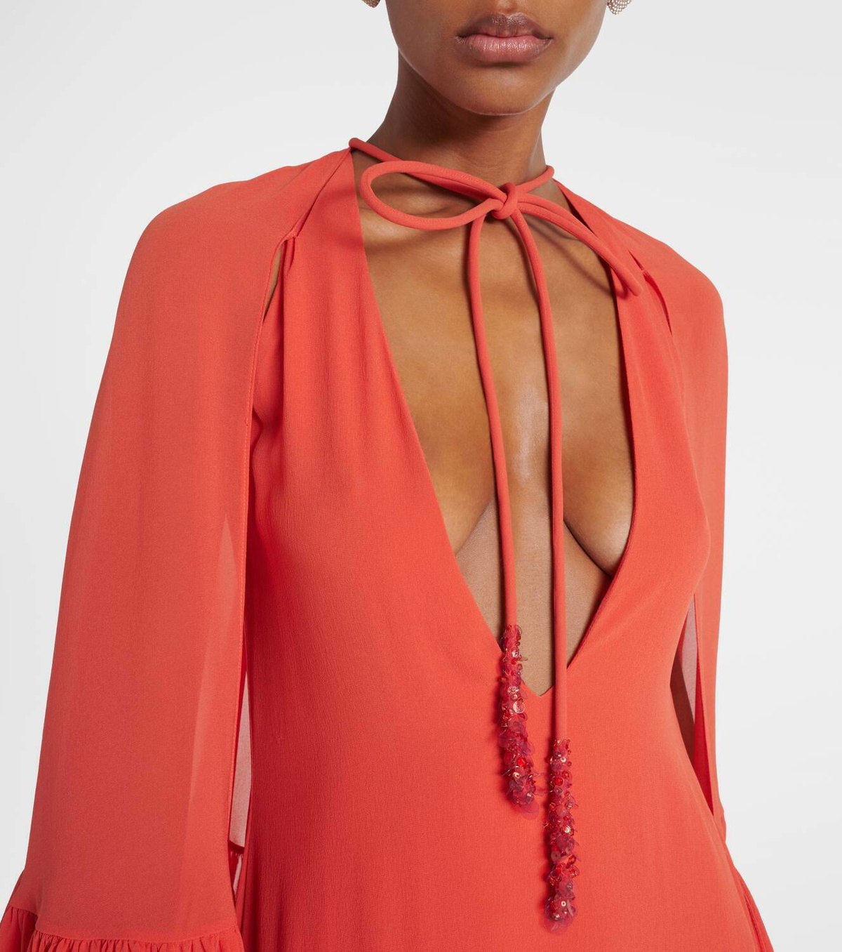 Valentino Caped silk georgette maxi dress