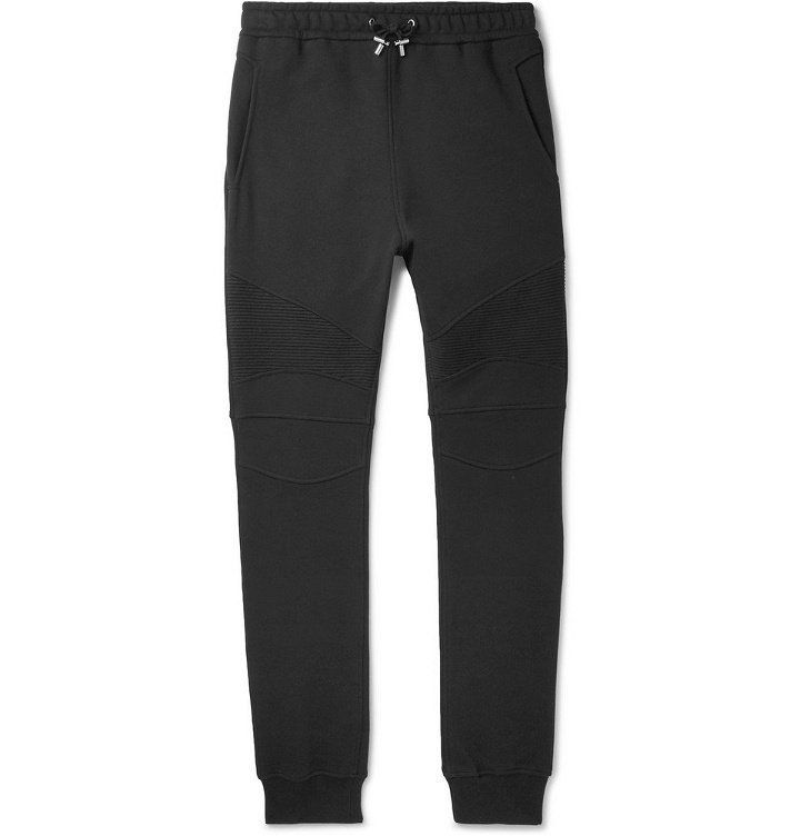 Photo: Balmain - Slim-Fit Tapered Loopback Cotton-Jersey Sweatpants - Men - Black