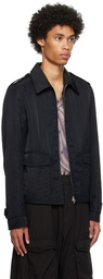 Dries Van Noten Black Spread Collar Jacket