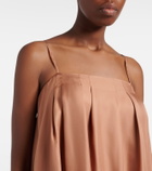 Asceno Heather pleated silk twill maxi dress