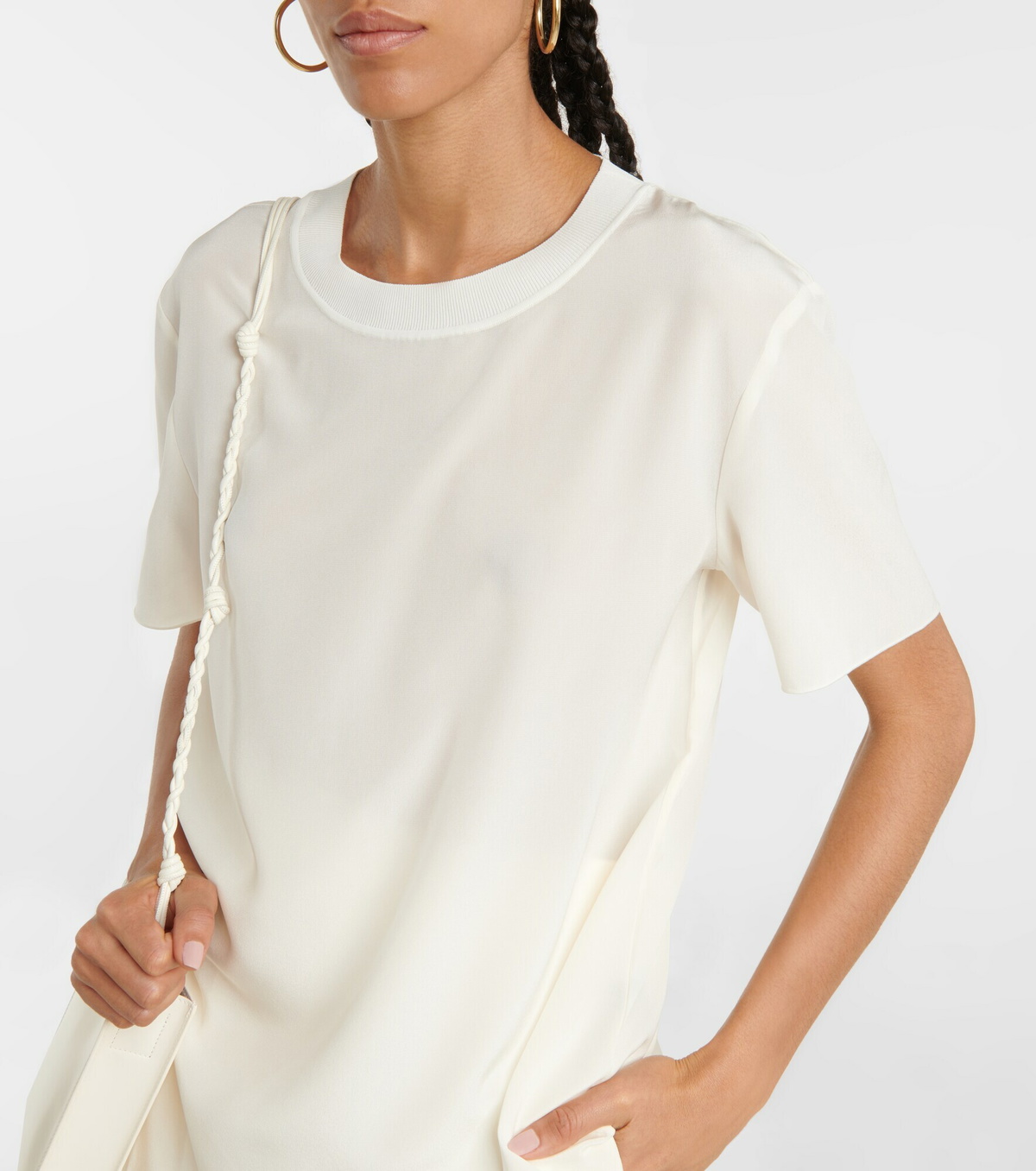 Tシャツ・カットソー JOSEPH SS25 RUBIN BLOUSE CREPE DE SOIE (JF005849 0045) Rubin Crepe de Soie Silk Blouse in White | JOSEPH GB