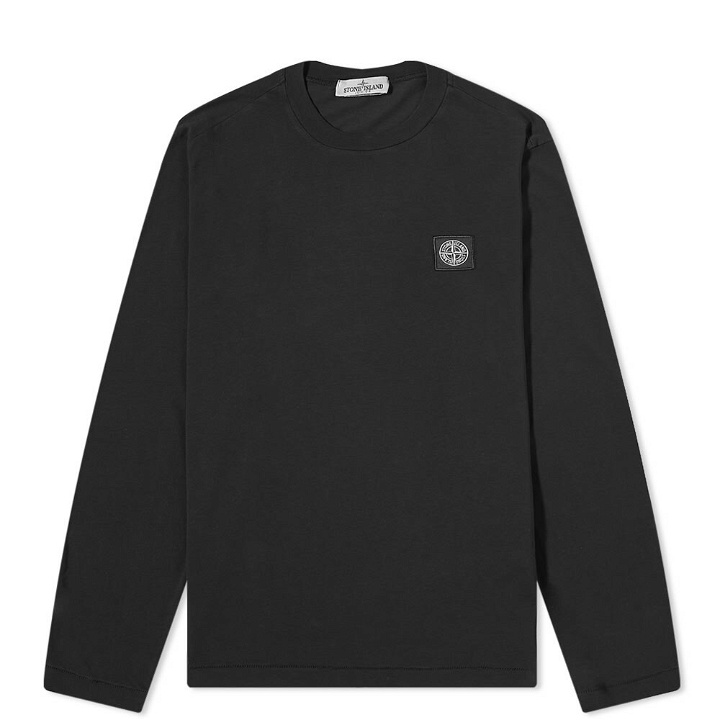 Photo: Stone Island Junior Long Sleeve Patch Logo T-Shirt in Black