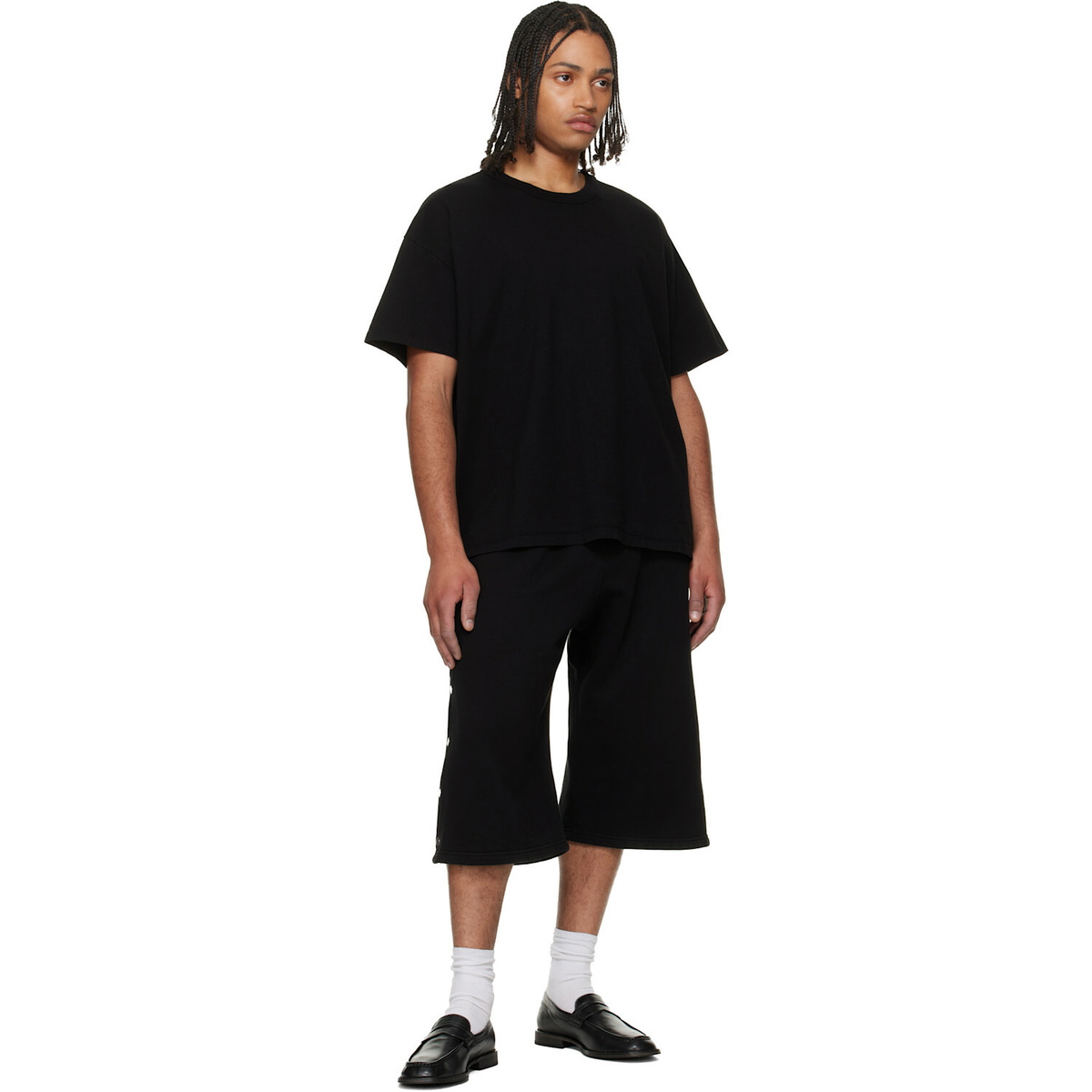 Les Tien Black Part Snap Shorts