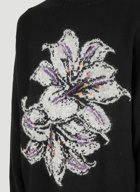 Intarsia Flower Sweater in Black