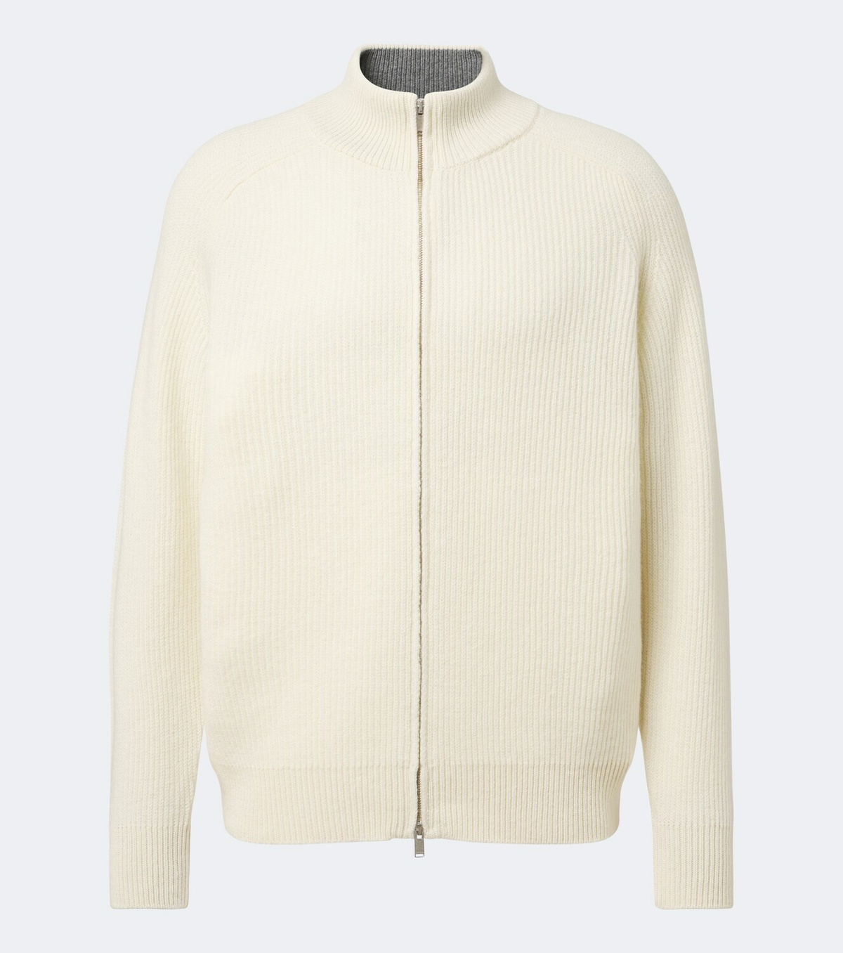 Lardini Ribbed-knit wool and cashmere zip-up cardigan