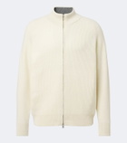 Lardini Ribbed-knit wool and cashmere zip-up cardigan
