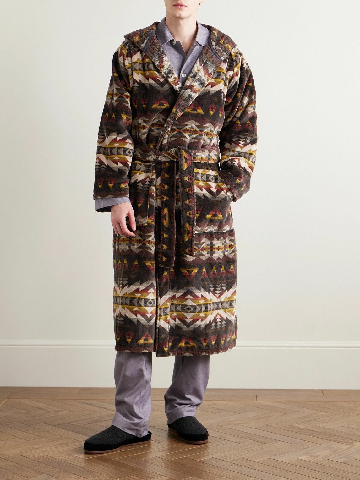 Pendleton - Cotton-Velour Jacquard Robe - Black Pendleton