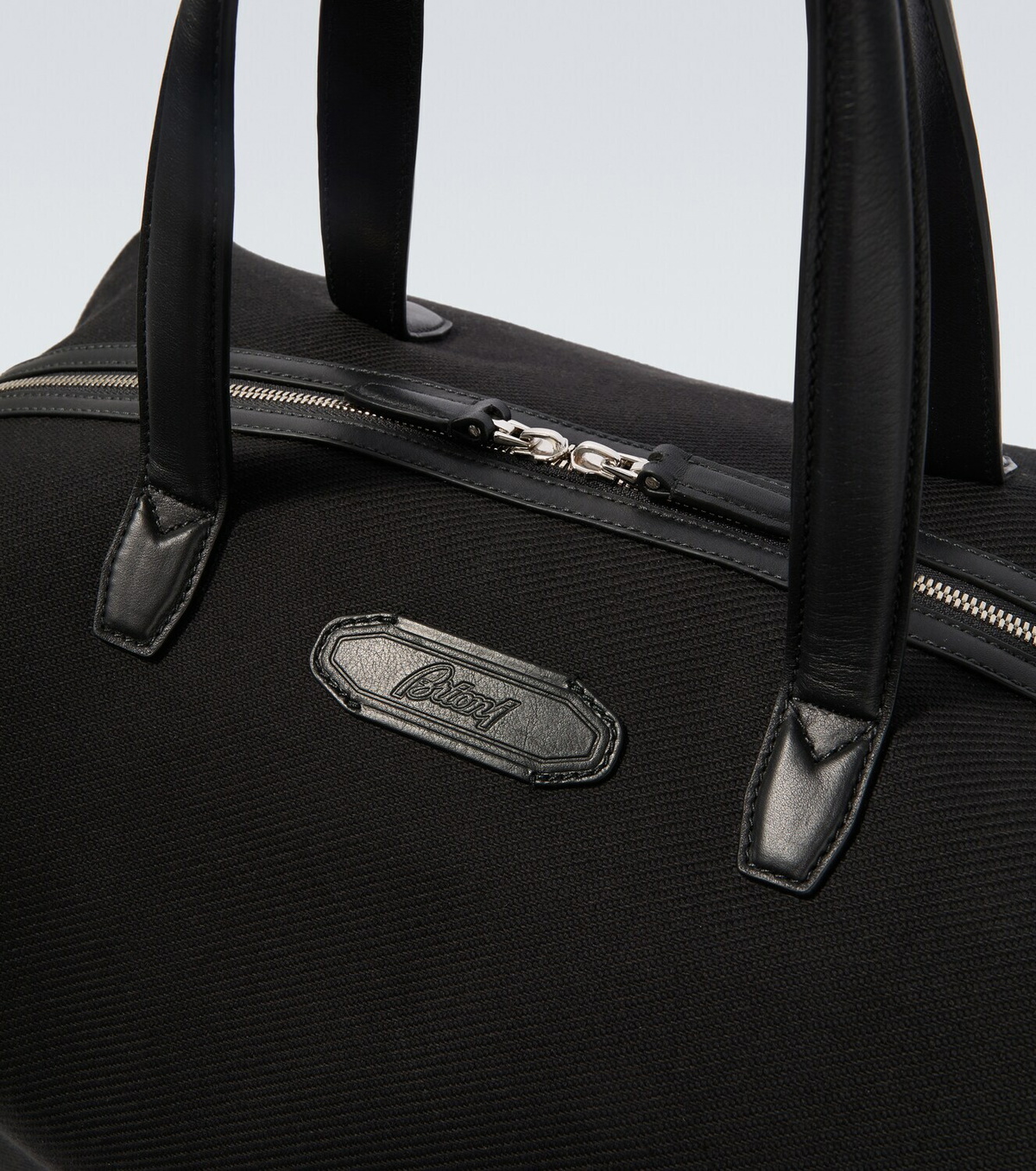 Brioni Leather-trimmed canvas duffel bag