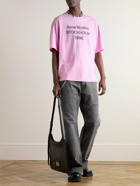 Acne Studios - Exford Distressed Logo-Print Cotton-Jersey T-Shirt - Pink