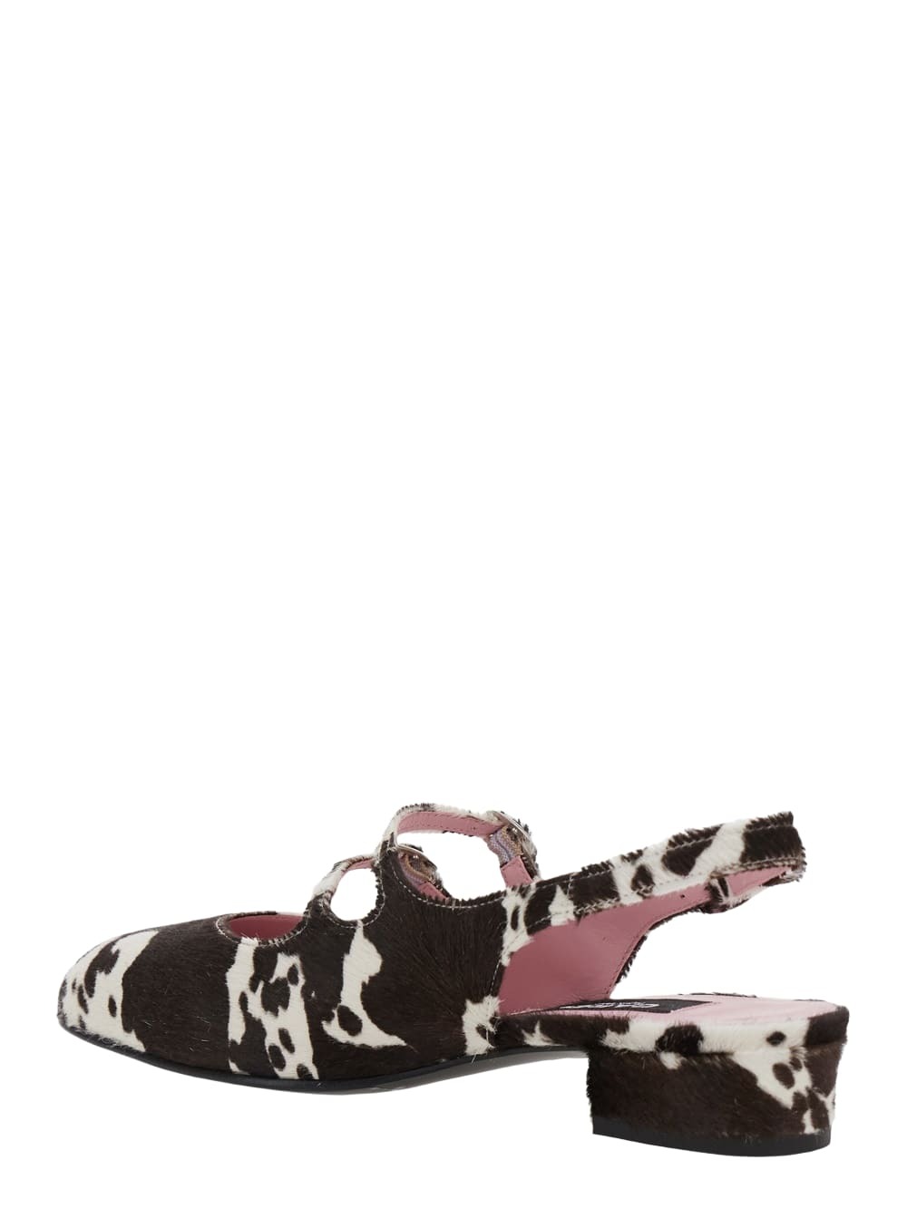 Carel Multicolor peche Slingback Ballet Shoes With Buckle Strap Closure And Cow Print In Leather Woman