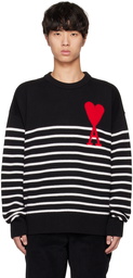 AMI Alexandre Mattiussi Black Ami de Cœur Striped Sweater