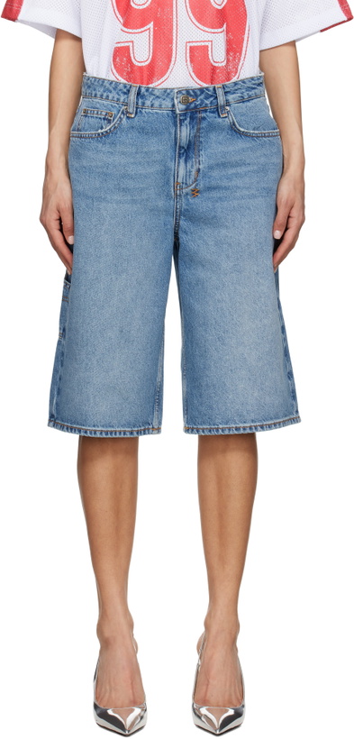 Photo: Ksubi Blue Low Rider Swept Denim Shorts