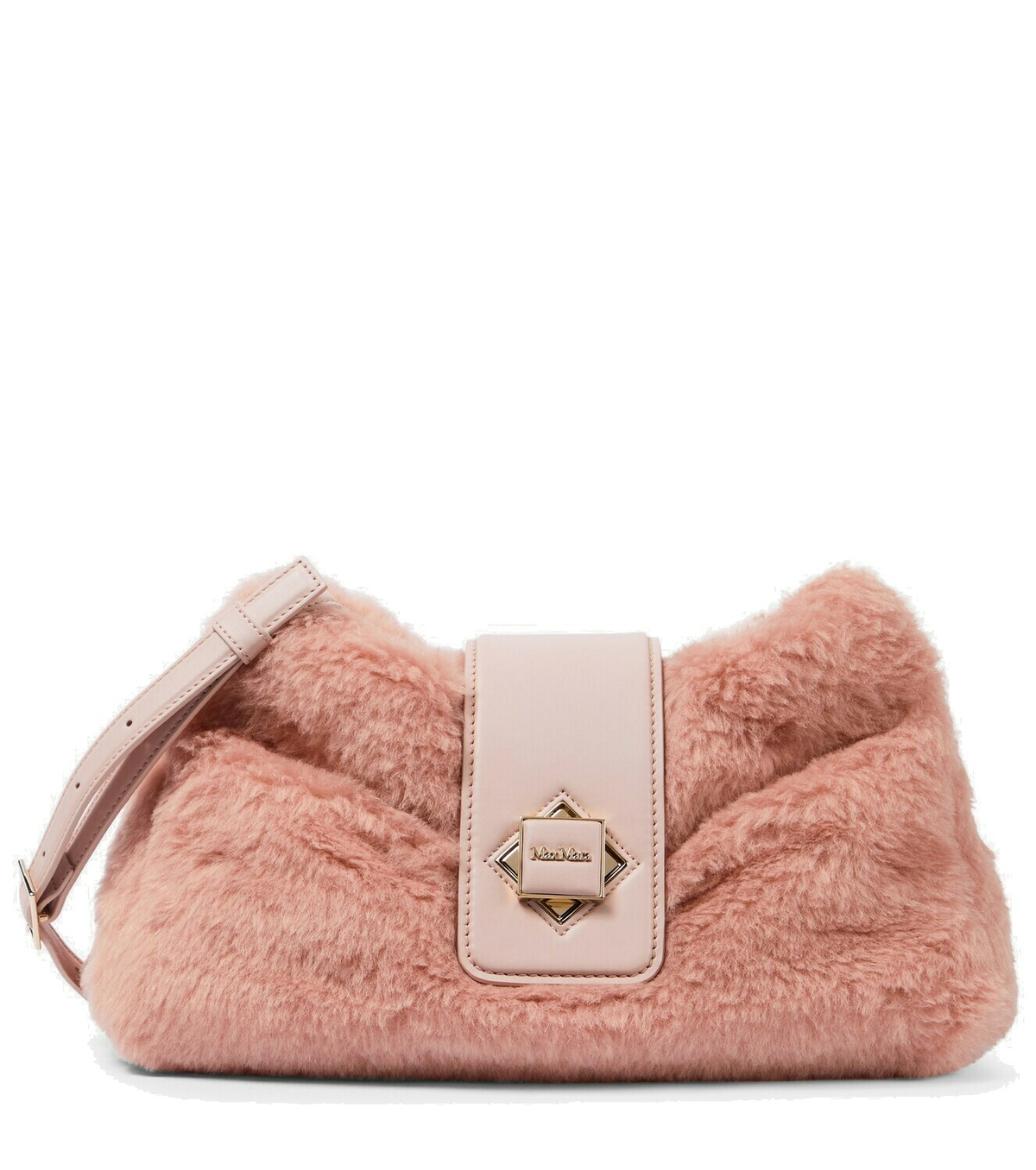 Max Mara Cuscino leather-trimmed teddy clutch Max Mara