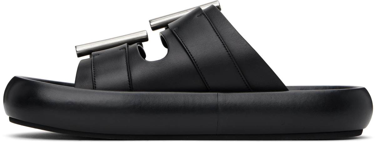 McQueen Black T-Bar Buckle Sandals