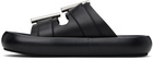 McQueen Black T-Bar Buckle Sandals