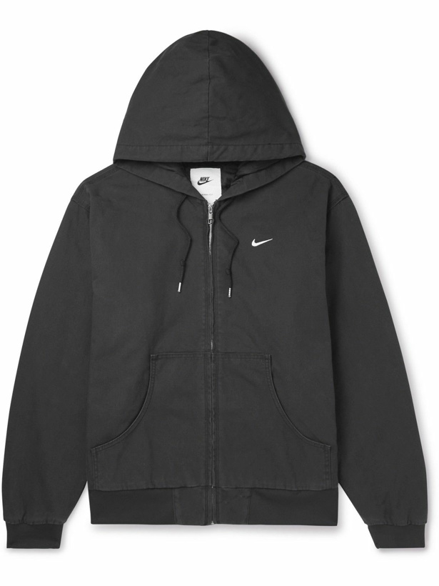 Photo: Nike - Logo-Embroidered Padded Cotton-Canvas Hooded Jacket - Black