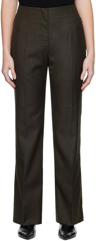 Photo: DRAE Khaki Slit-Cuff Bootcut Trousers