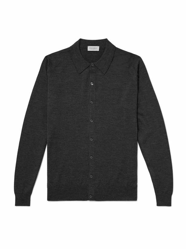 Photo: John Smedley - Tibor Merino Wool Cardigan - Gray