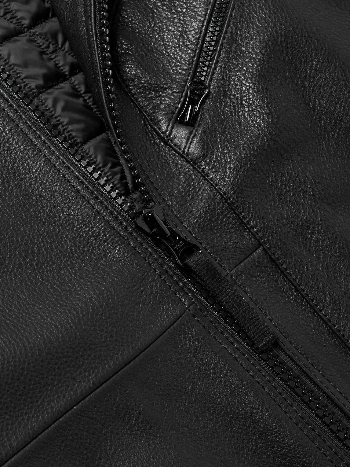 Stone Island - Logo-Appliquéd Full-Grain Leather Jacket