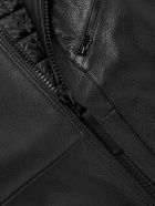 Stone Island - Logo-Appliquéd Full-Grain Leather Jacket - Black
