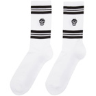 Alexander McQueen White and Black Stripe Skull Sport Socks