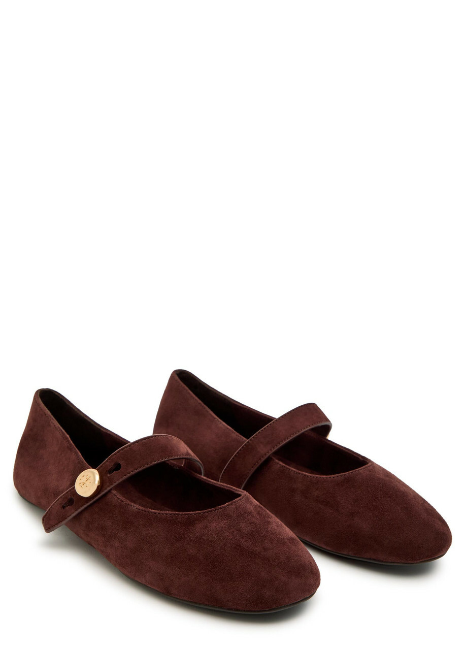 Tory Burch Romy Suede Mary Jane Flats Brown
