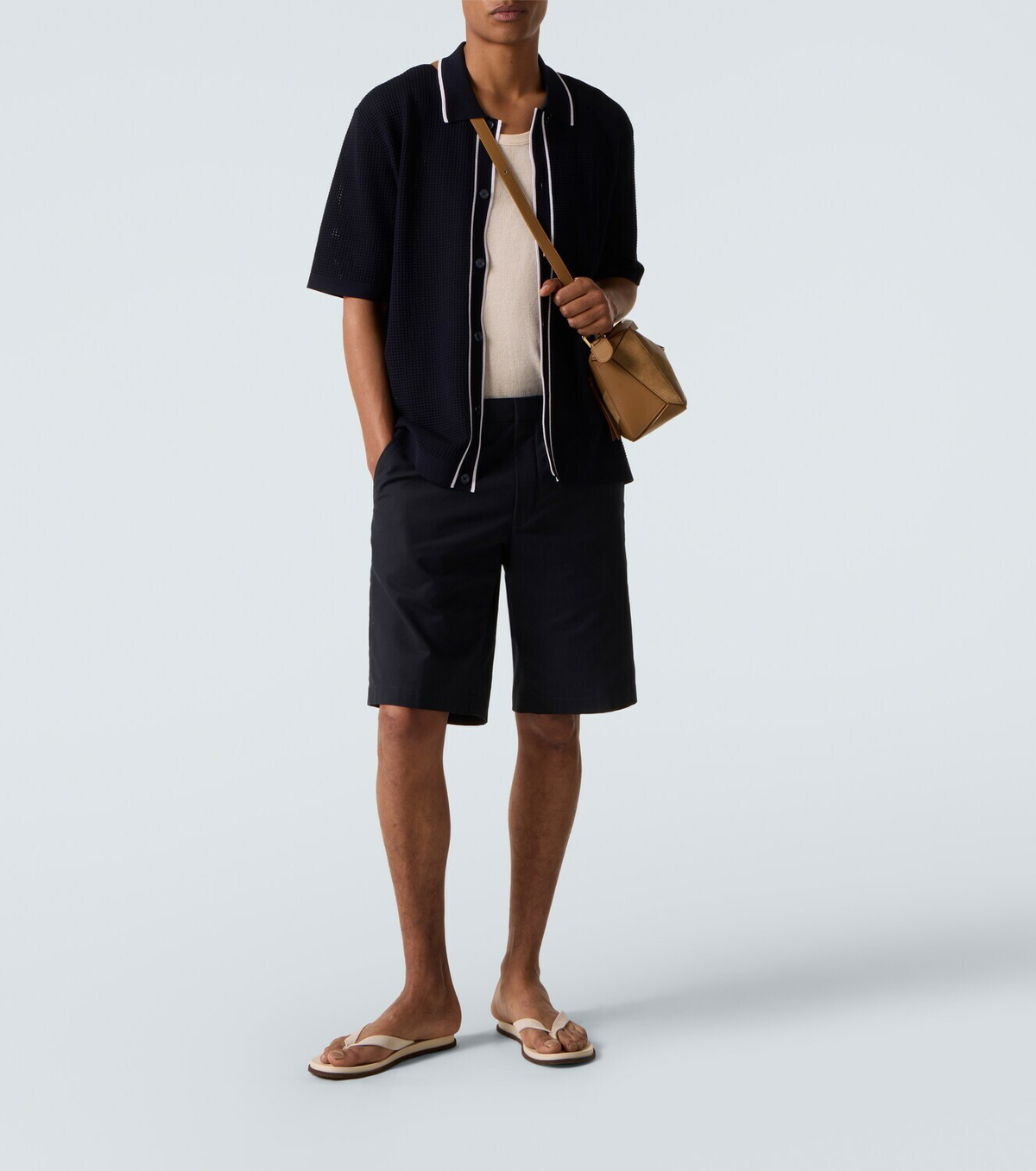 Orlebar Brown Roddy waffle-knit bowling shirt