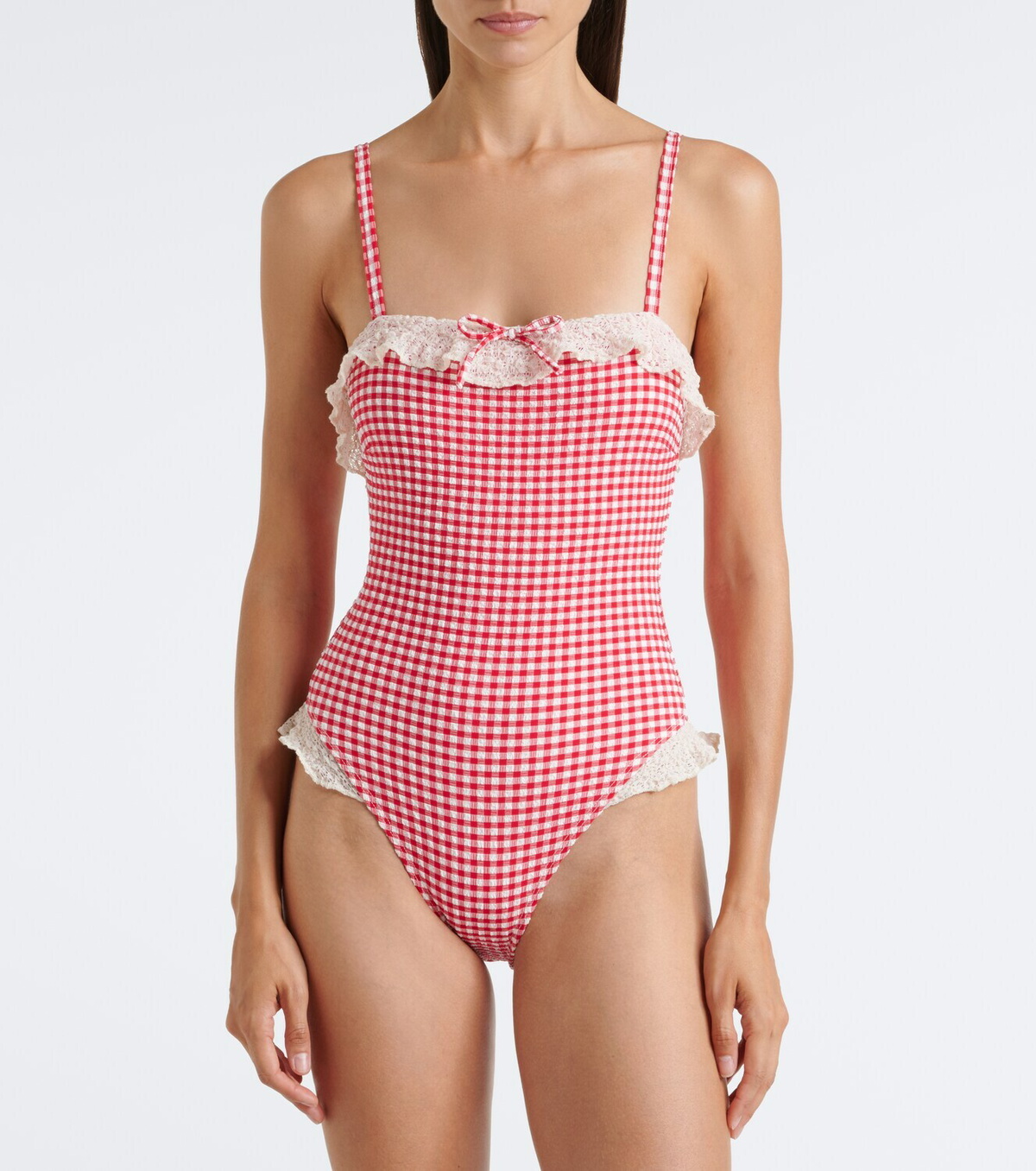 Montce Jacelyn gingham ruffled swimsuit