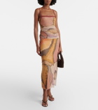 SIR Printed mesh maxi skirt