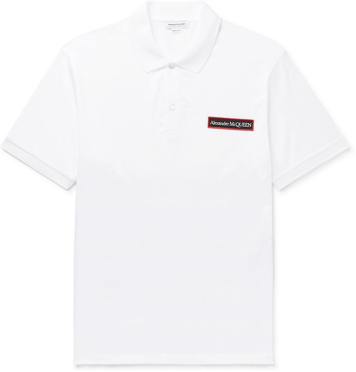 Photo: ALEXANDER MCQUEEN - Logo-Appliquéd Mercerised Cotton-Jersey Polo Shirt - White