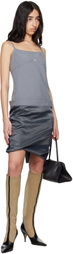 Commission Gray Fold-Up Slip Midi Dress