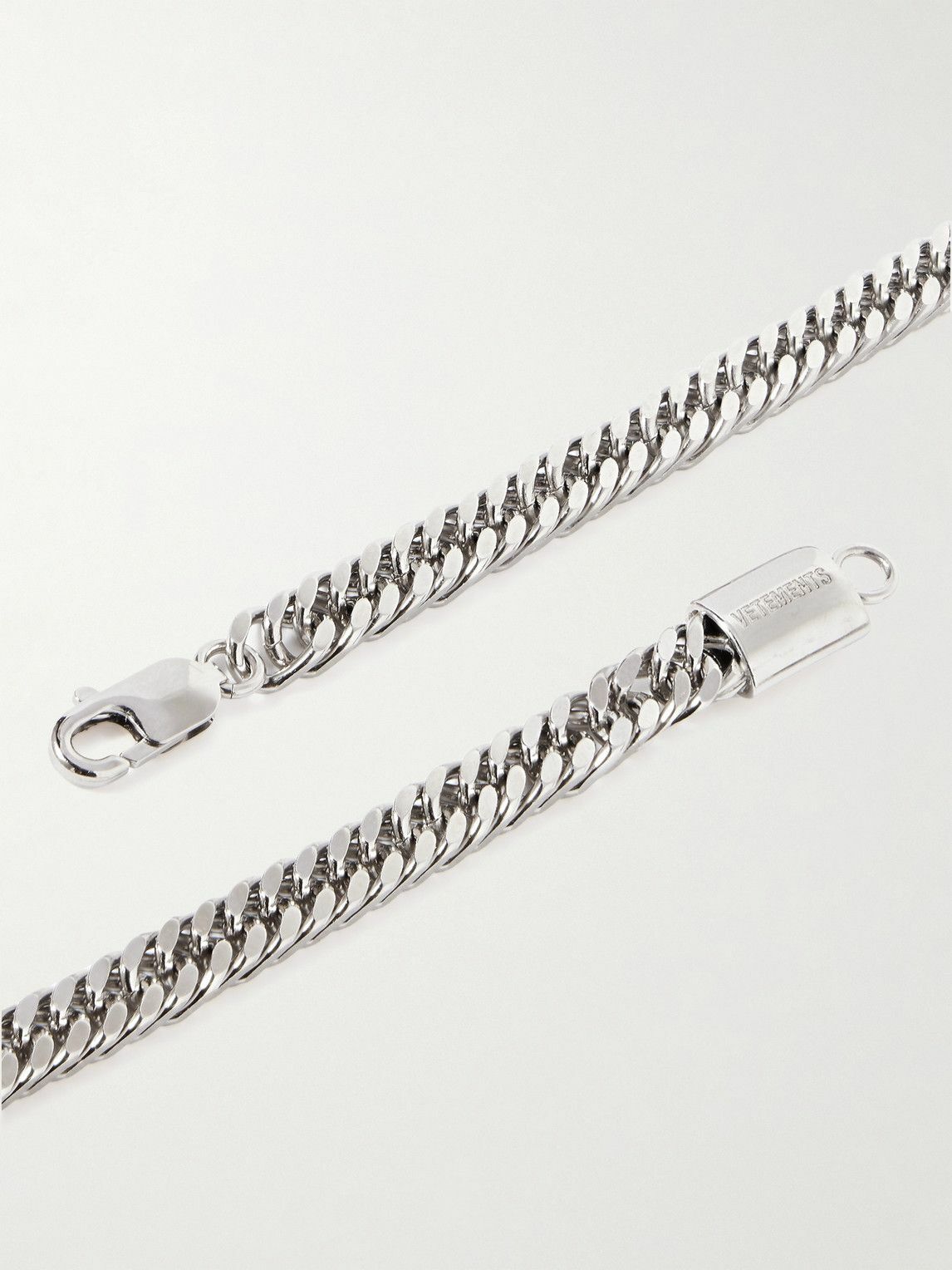 VETEMENTS - Grinder Logo-Engraved Silver-Tone Pendant Necklace