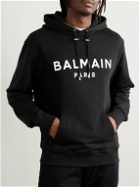 Balmain - Logo-Print Cotton-Jersey Hoodie - Black