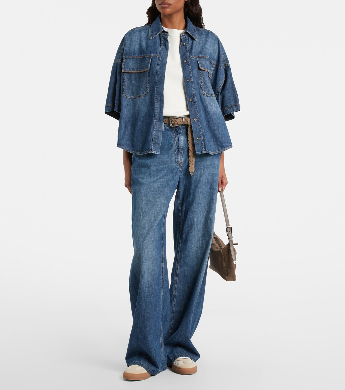 Brunello Cucinelli Monili suede-trimmed sneakers