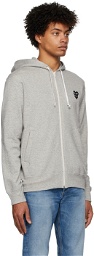 COMME des GARÇONS PLAY Grey Layered Double Heart Hoodie