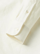 DE BONNE FACTURE - Grandad-Collar Linen and Cotton-Blend Half-Placket Shirt - Neutrals