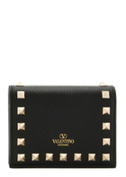 Valentino Rockstud Grained Leather Wallet - Black - One Size