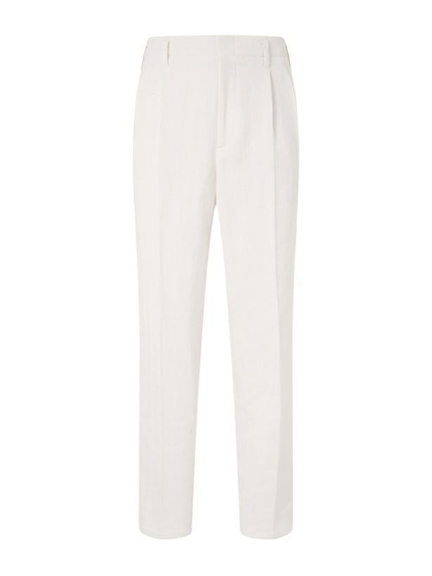 Photo: Brunello Cucinelli - Cotton and Linen-Blend Trousers - White