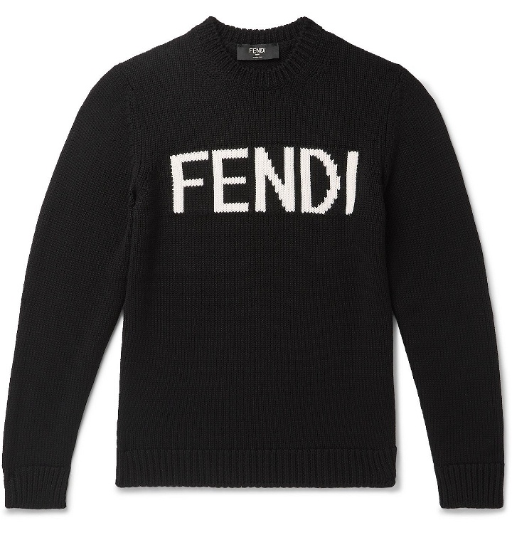 Photo: Fendi - Logo-Intarsia Wool Sweater - Black
