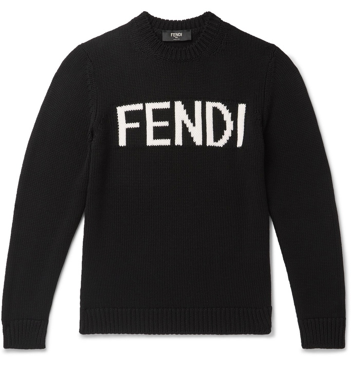 Photo: Fendi - Logo-Intarsia Wool Sweater - Black