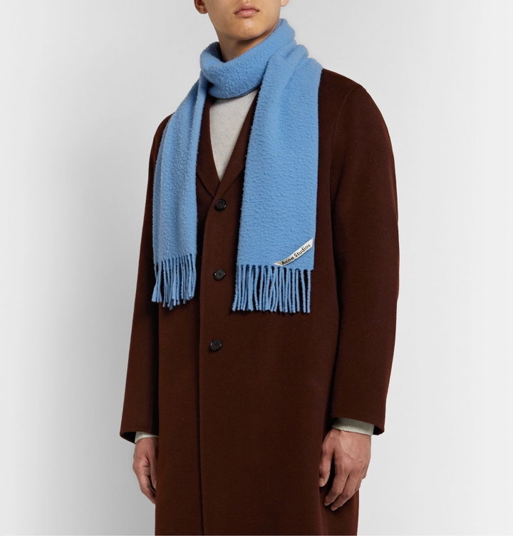 Photo: Acne Studios - Holmes Fringed Boiled Wool Scarf - Blue