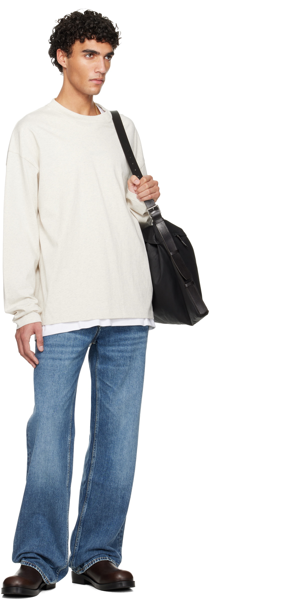 Fear of God ESSENTIALS Off-White Holiday Embroidered Classic Long Sleeve T-shirt