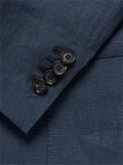 De Petrillo - Double-Breasted Linen Suit Jacket - Blue