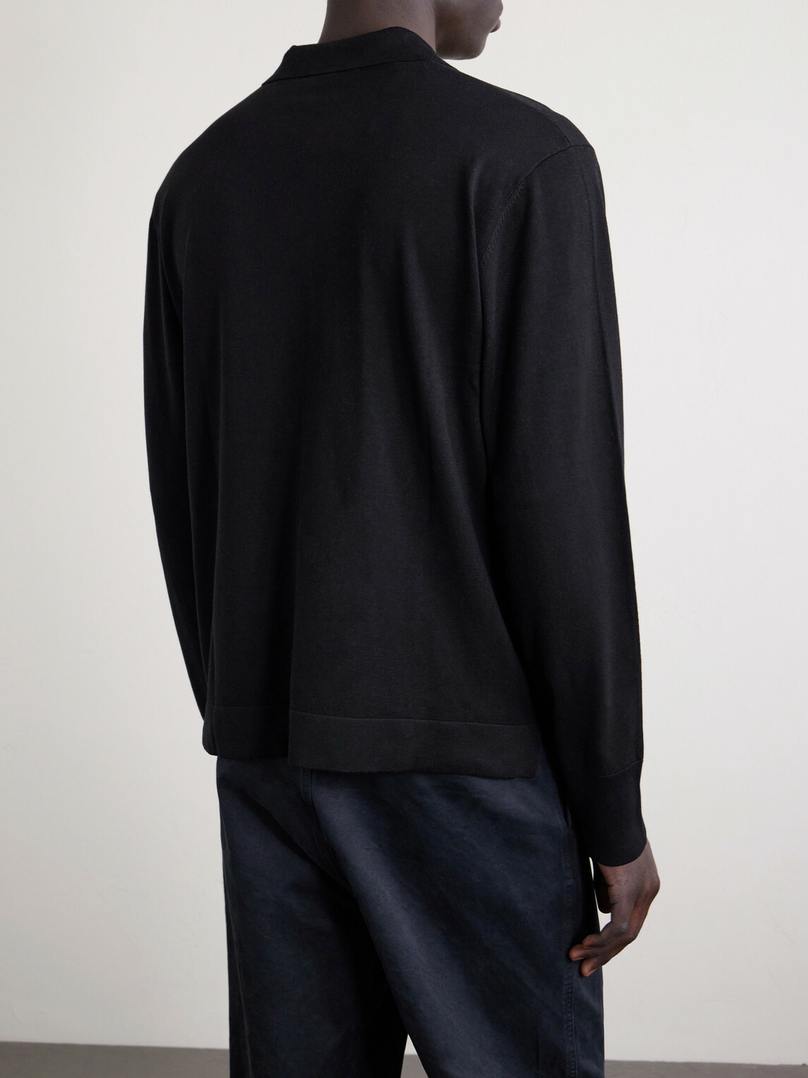 Officine Générale - Simone Lyocell and Wool-Blend Polo Shirt - Black