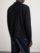 Officine Générale - Simone Lyocell and Wool-Blend Polo Shirt - Black