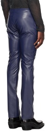 Mowalola Blue Two-Pocket Faux-Leather Pants