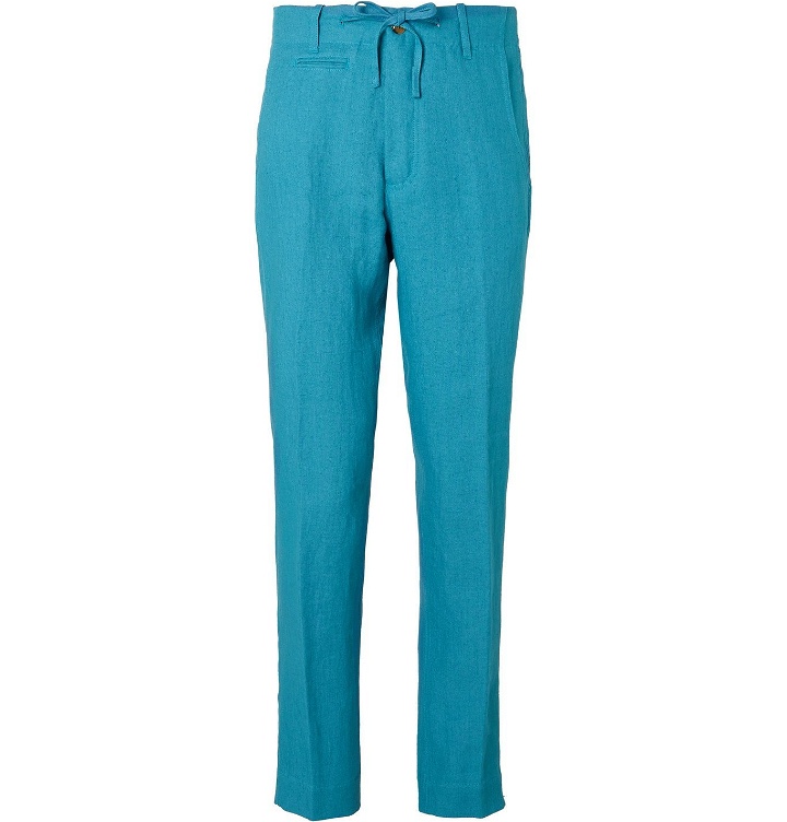 Photo: MAN 1924 - Tomi Tapered Linen Drawstring Trousers - Blue