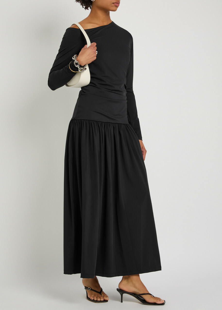 Rohe Gathered Stretch-jersey Midi Dress Black