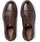 Brunello Cucinelli - Cap-Toe Full-Grain Leather Derby Shoes - Dark brown